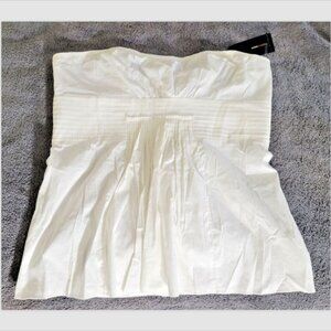 NWT BCBG Max Azria White Strapless Pleated Top Blouse Large
